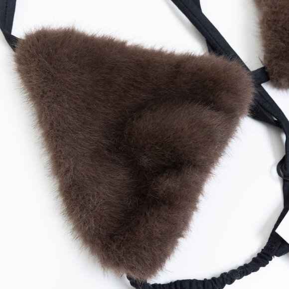 Zara Studio Faux Fur Triangle Bra Brown - Picture 4 of 9